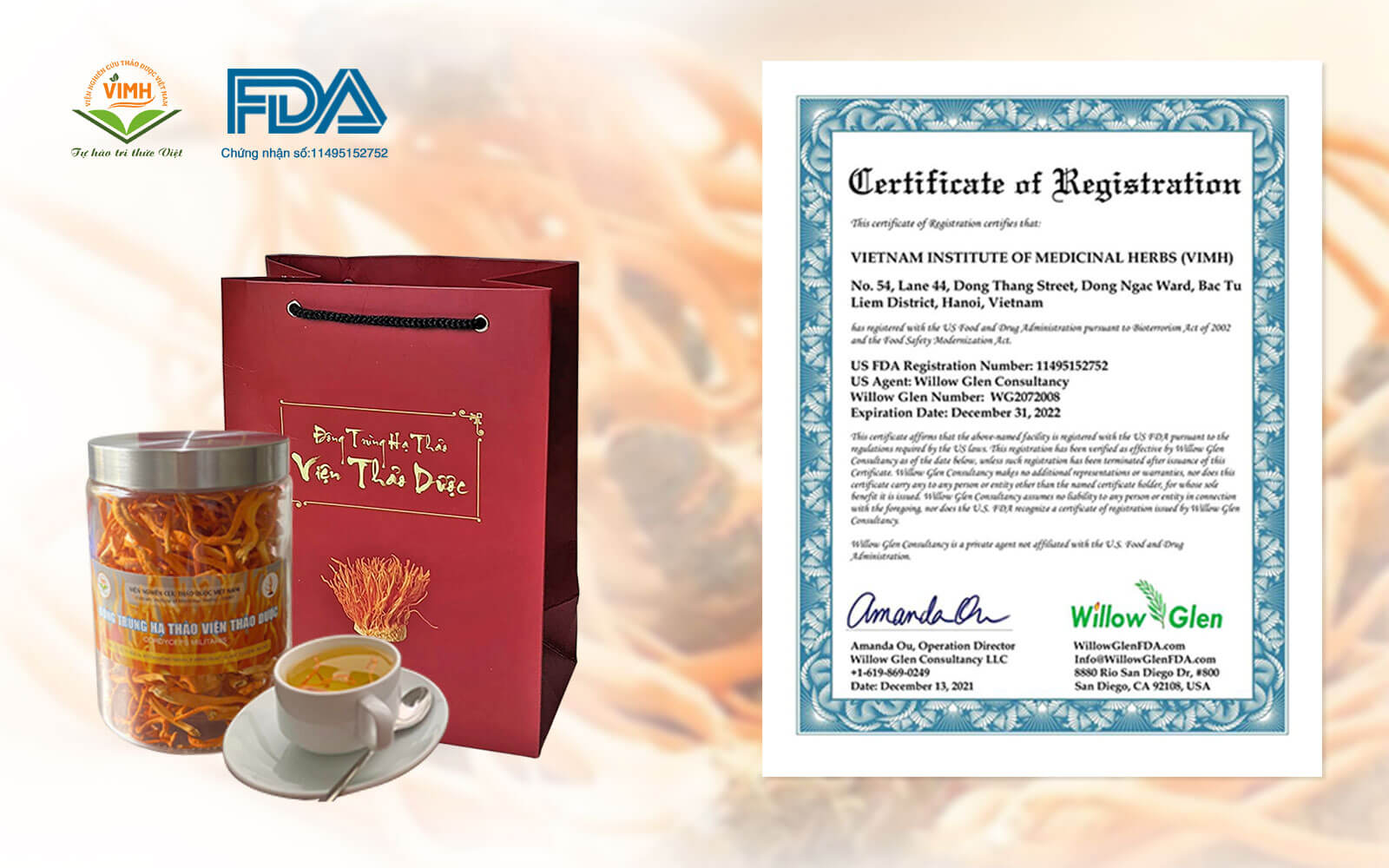 đông trùng hạ thảo viện thảo dược đạt chứng nhận fda hoa kỳ